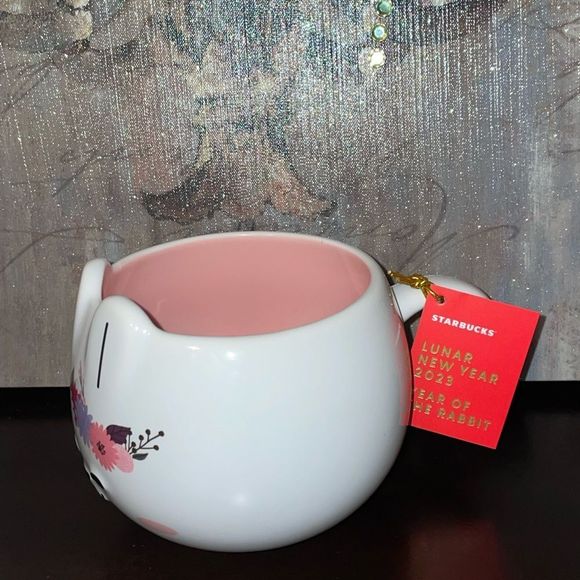 Starbucks 2023 Lunar Year of Rabbit White Pink Ceramic Bunny Rabbit Mug - Picture 3 of 5